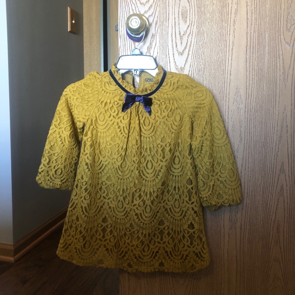 Girls lace mustard dress worn once